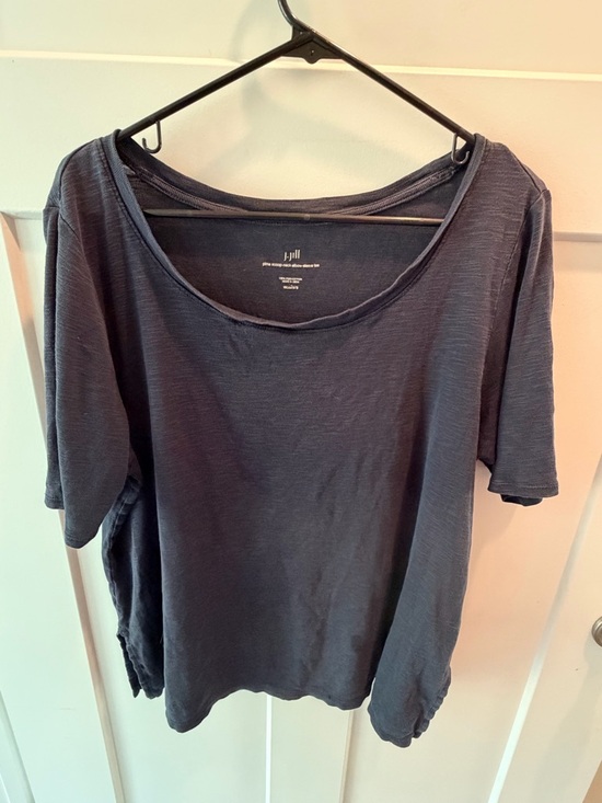 J. Jill Tops - J Jill Pima Cotton Tee Womens Scoop Neck Elbow Sleeve Black Soft Basic Top L